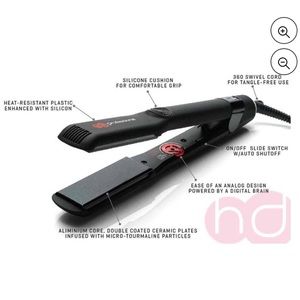 HD Professional 1.25" Advanced Ionic Tourmaline Hybrid Flat Iron, Jet Black